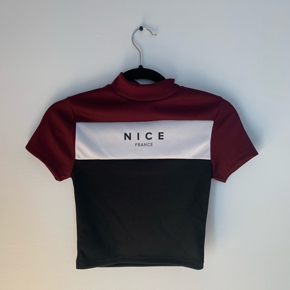 Forever 21 red mock neck crop top